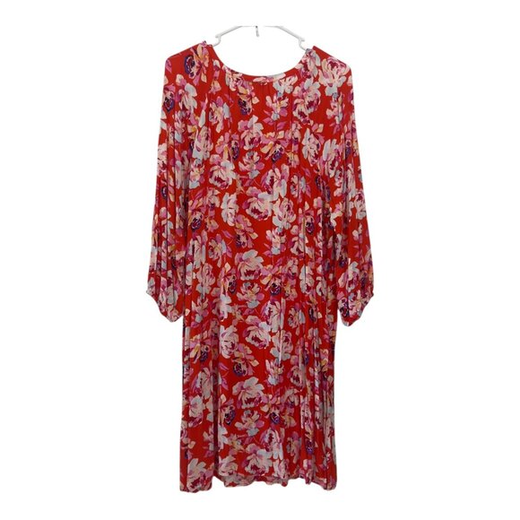 The Pioneer Woman Womens Red Floral Print Dress Size XXL 3-4 Sleeve - Picture 9 of 15